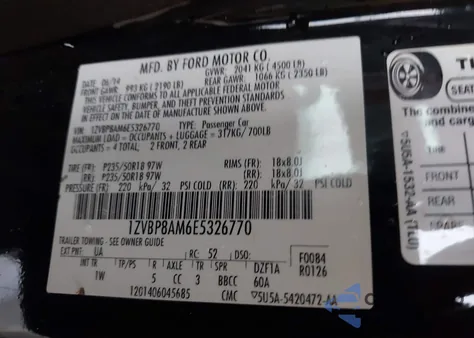 2014 Ford Mustang из США, поврежденный, VIN 1ZVBP8AM6E5326770